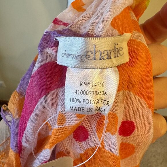 Charming Charlie Women's Orange Geometric Infinity Scarf Spring Fashion NWT - Picture 4 of 4